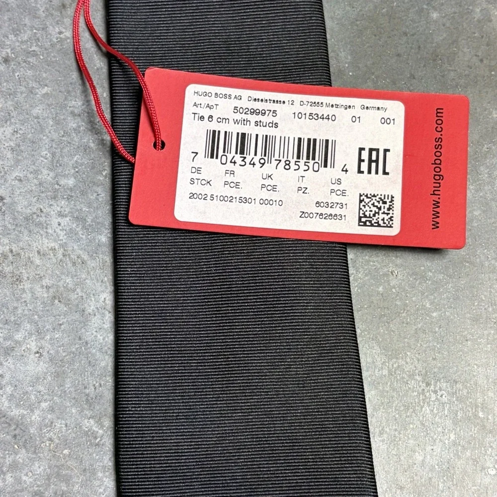 Hugo Boss Black Silk Skinny Tie With Silver Studs Embellished Y2K Designer NWT